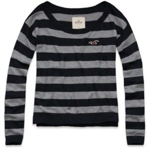 Hollister grey and black striped sweater